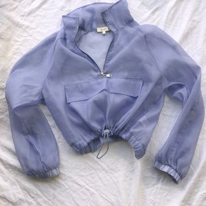 Light Blue/Lavender Sheer Draw String Cropped Top